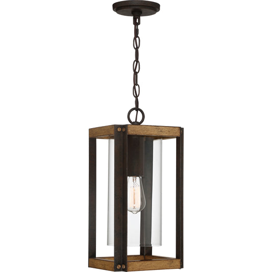 Quoizel Marion Square 1 Light Mini Pendant, Rustic Black/Clear - MSQ1509RK