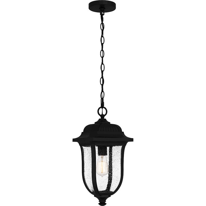 Quoizel Mulberry 1 Light 18" Outdoor Lantern, Black/Clear Seedy
