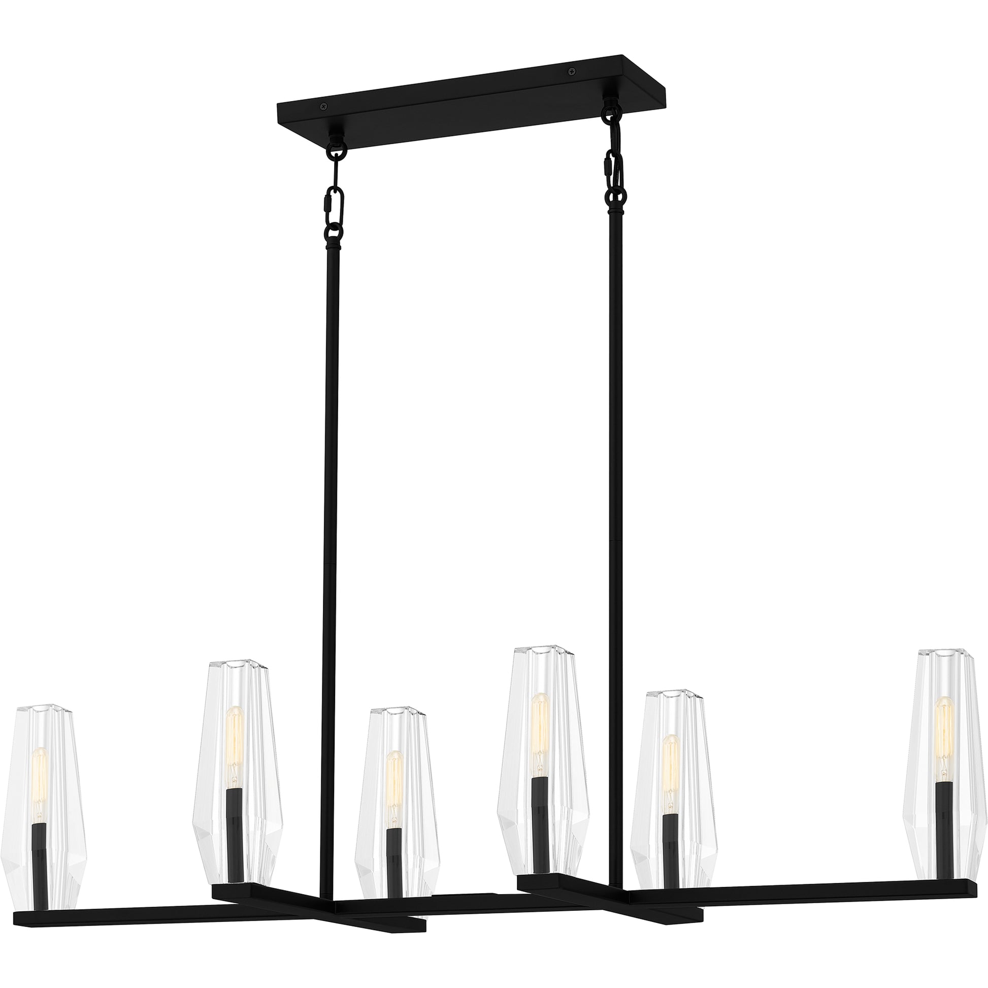 Quoizel Malamute 6 Light Island Light, Matte Black/Clear Crystal - MUT640MBK