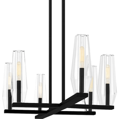 Quoizel Malamute 6 Light Island Light, Matte Black/Clear Crystal