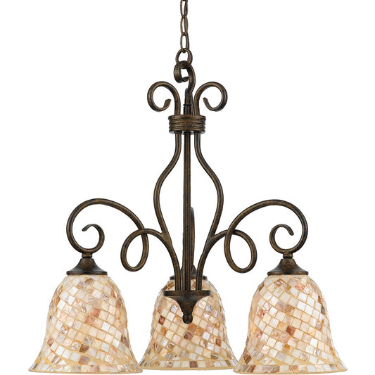 Quoizel 3 Light Monterey Mosaic Chandelier, Malaga