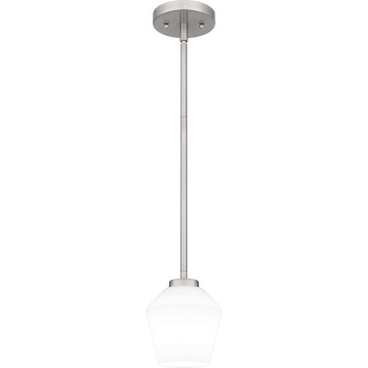 Quoizel Nielson 1 Light Mini Pendant, Brushed Nickel/Opal Etched - NIE1505BN