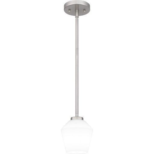 Quoizel Nielson 1 Light Mini Pendant, Brushed Nickel/Opal Etched - NIE1505BN