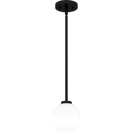 Quoizel Nielson 1 Light Mini Pendant, Matte Black/Opal Etched - NIE1505MBK