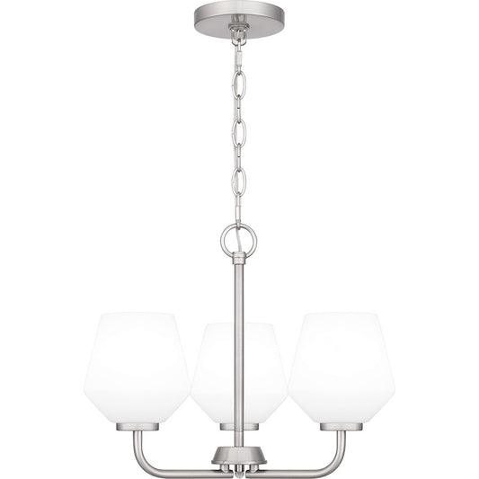 Quoizel Nielson 3 Light Pendant, Brushed Nickel/Opal Etched - NIE2817BN