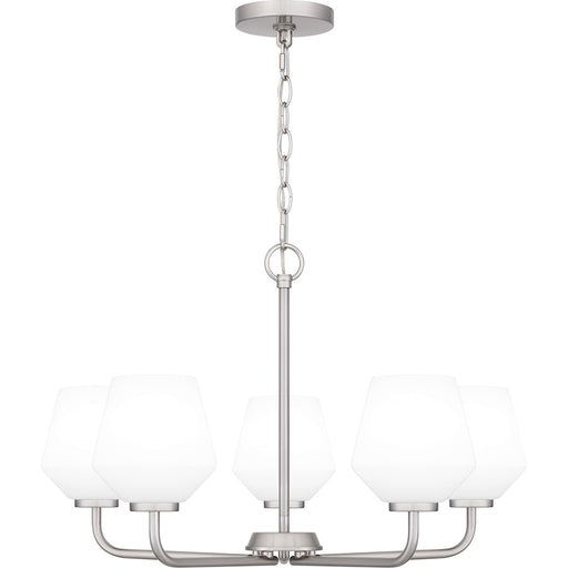 Quoizel Nielson 5 Light Chandelier, Brushed Nickel/Opal Etched - NIE5025BN