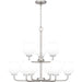 Quoizel Nielson 9 Light Chandelier, Brushed Nickel/Opal Etched - NIE5028BN