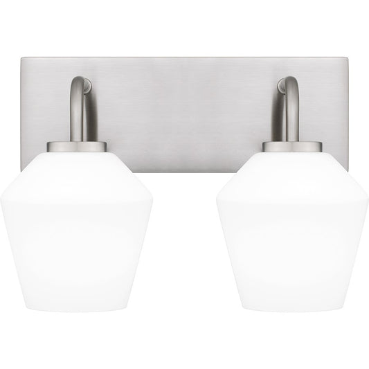 Quoizel Nielson 2 Light Bath Light, Brushed Nickel/Opal Etched - NIE8613BN