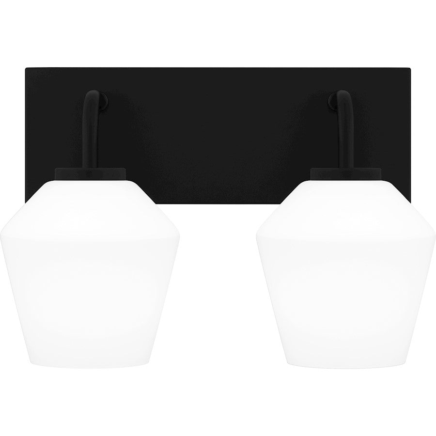 Quoizel Nielson 2 Light Bath Light, Matte Black/Opal Etched - NIE8613MBK