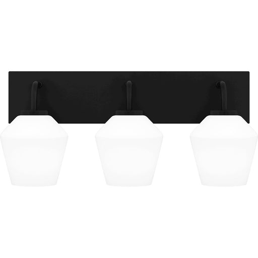 Quoizel Nielson 3 Light Bath Light, Matte Black/Opal Etched - NIE8621MBK