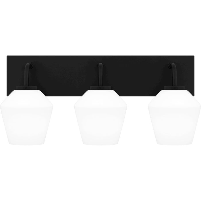 Quoizel Nielson 3 Light Bath Light, Matte Black/Opal Etched - NIE8621MBK