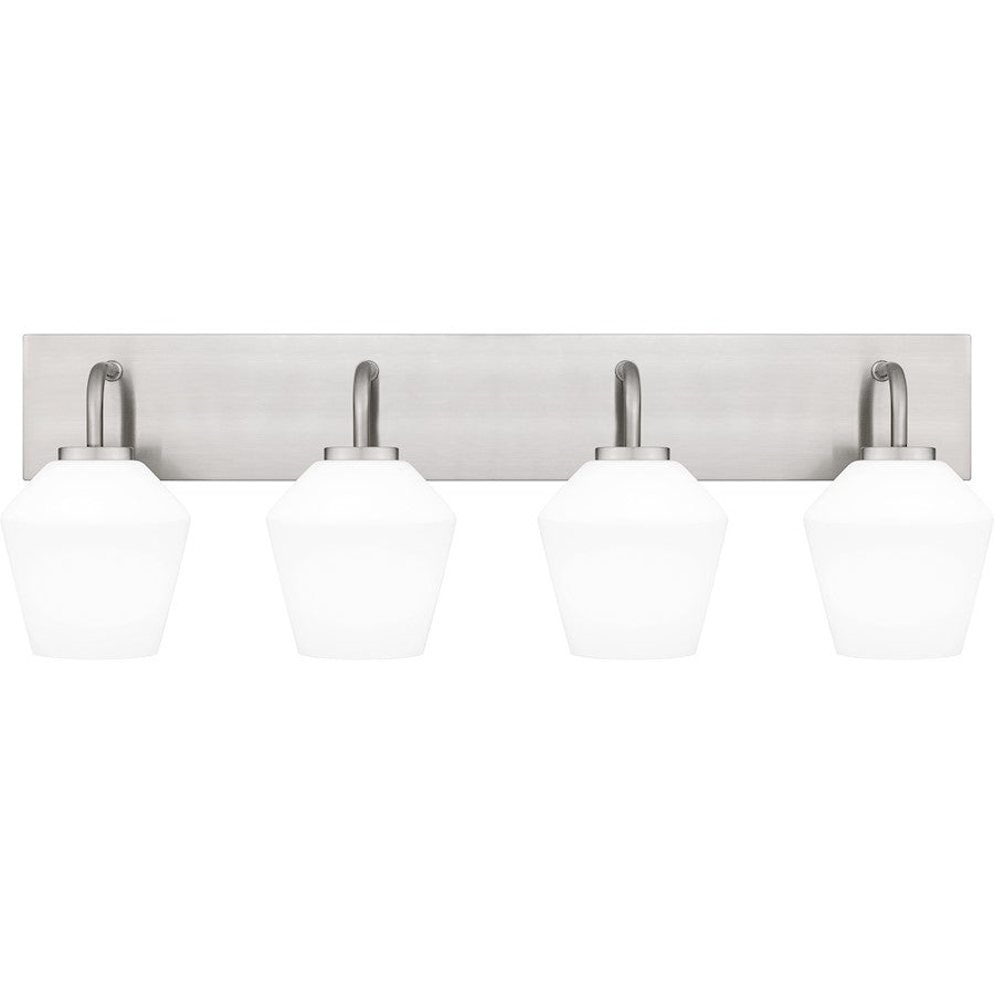 Quoizel Nielson 4 Light Bath Light, Brushed Nickel/Opal Etched - NIE8629BN