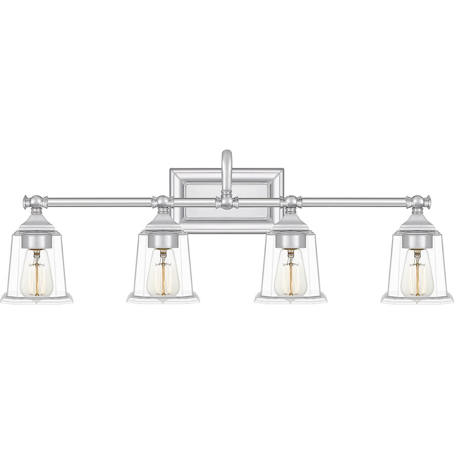 Quoizel Nicholas 4 Light Bath, Polished Chrome/Clear Glass - NLC8604C