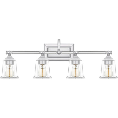 Quoizel Nicholas 4 Light Bath, Polished Chrome/Clear Glass - NLC8604C