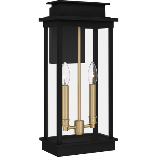 Quoizel Noelle 2 Light 16" Outdoor Lantern, Black/Clear Panel Side - NOE8407MBK