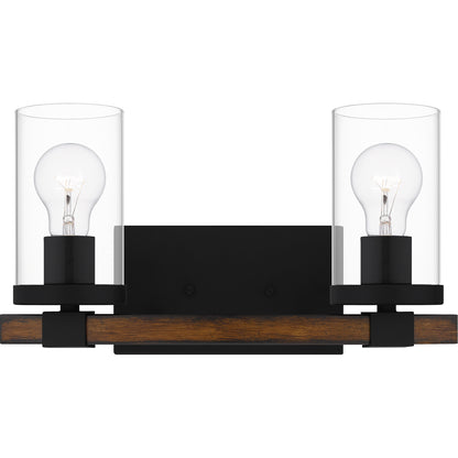 Quoizel Nottinghill 2 Light Bath Light, Matte Black/Clear - NTH8615MBK