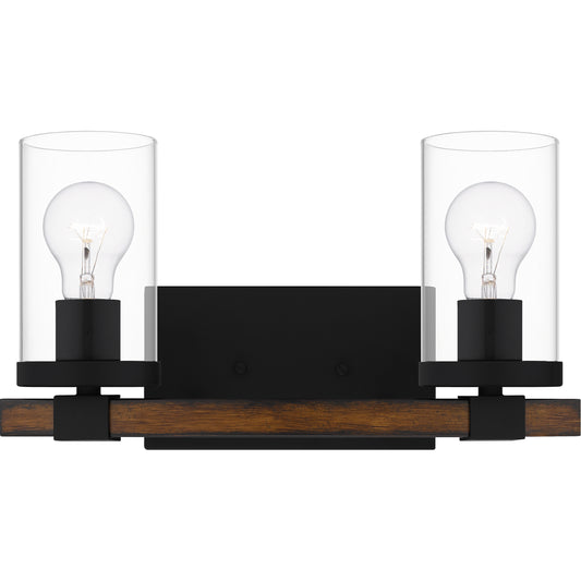 Quoizel Nottinghill 2 Light Bath Light, Matte Black/Clear - NTH8615MBK