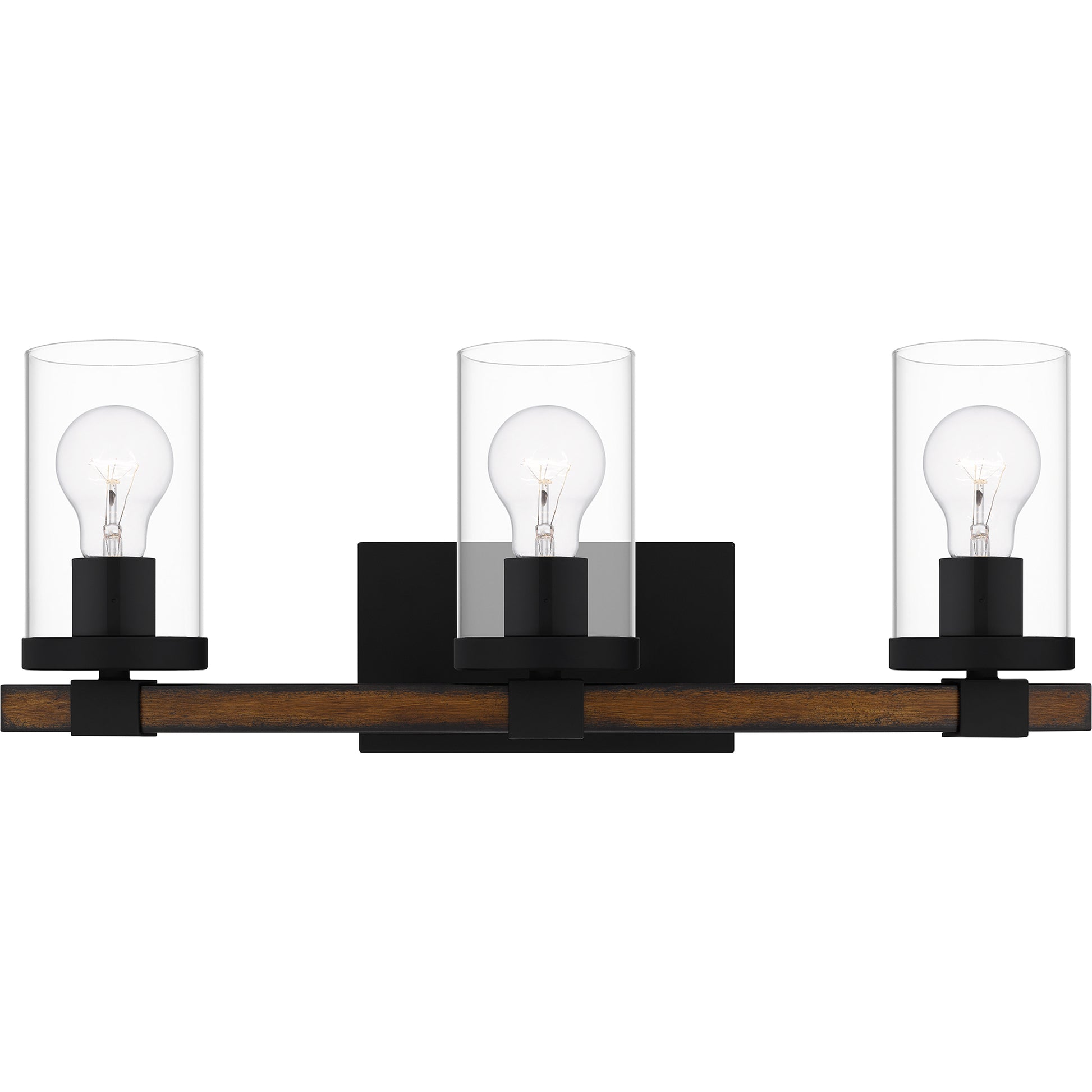 Quoizel Nottinghill 3 Light Bath Light, Matte Black/Clear - NTH8622MBK