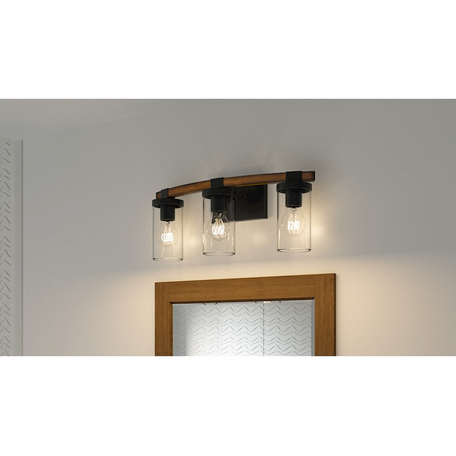 3 Light Bathroom Vanity Light, Matte Black