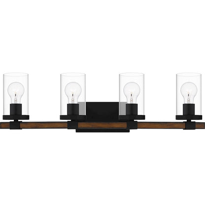 4 Light Bathroom Vanity Light, Matte Black