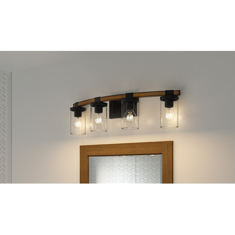 4 Light Bathroom Vanity Light, Matte Black