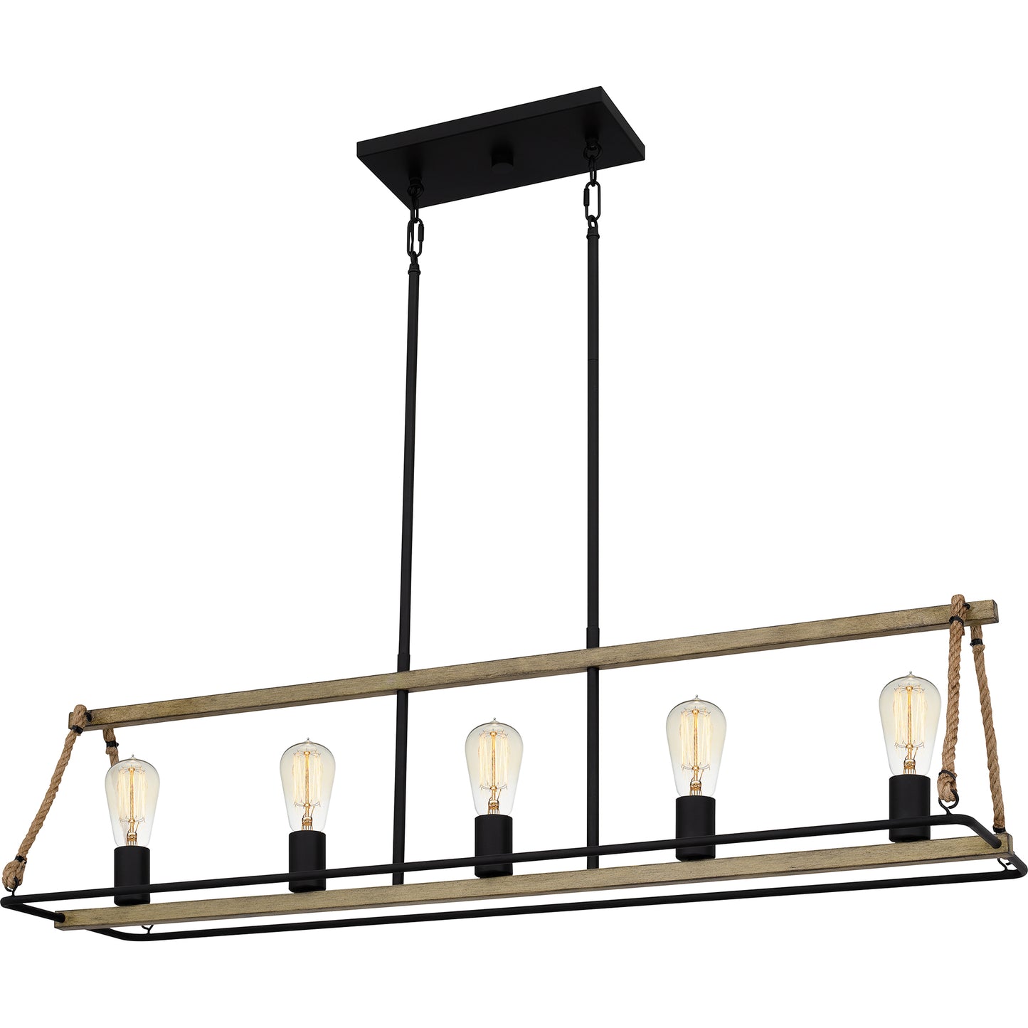 Quoizel Oak Park 5 Light Island Light, Matte Black - OKP542MBK