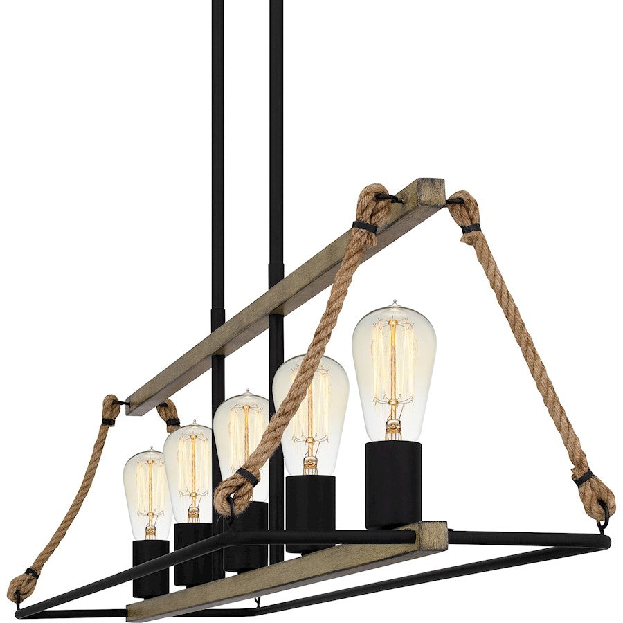 Quoizel Oak Park 5 Light Island Light, Matte Black