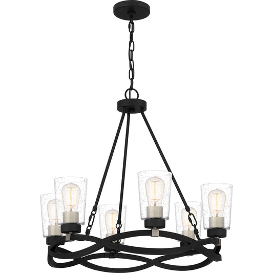 Quoizel Overlook 6 Light Chandelier, Earth Black/Clear Seedy - OLK5025EK