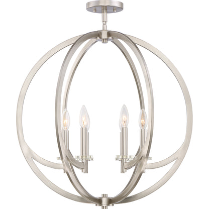 Quoizel Orion 4 Light Semi-Flush Mount, Brushed Nickel - ON1718BN