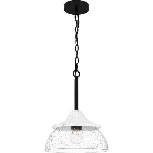 Quoizel Otten 1 Light Mini Pendant, Matte Black/Clear Seedy - OTN1512MBK