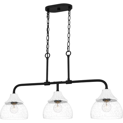 Quoizel Otten 3 Light Island Light, Matte Black/Clear Seedy - OTN336MBK