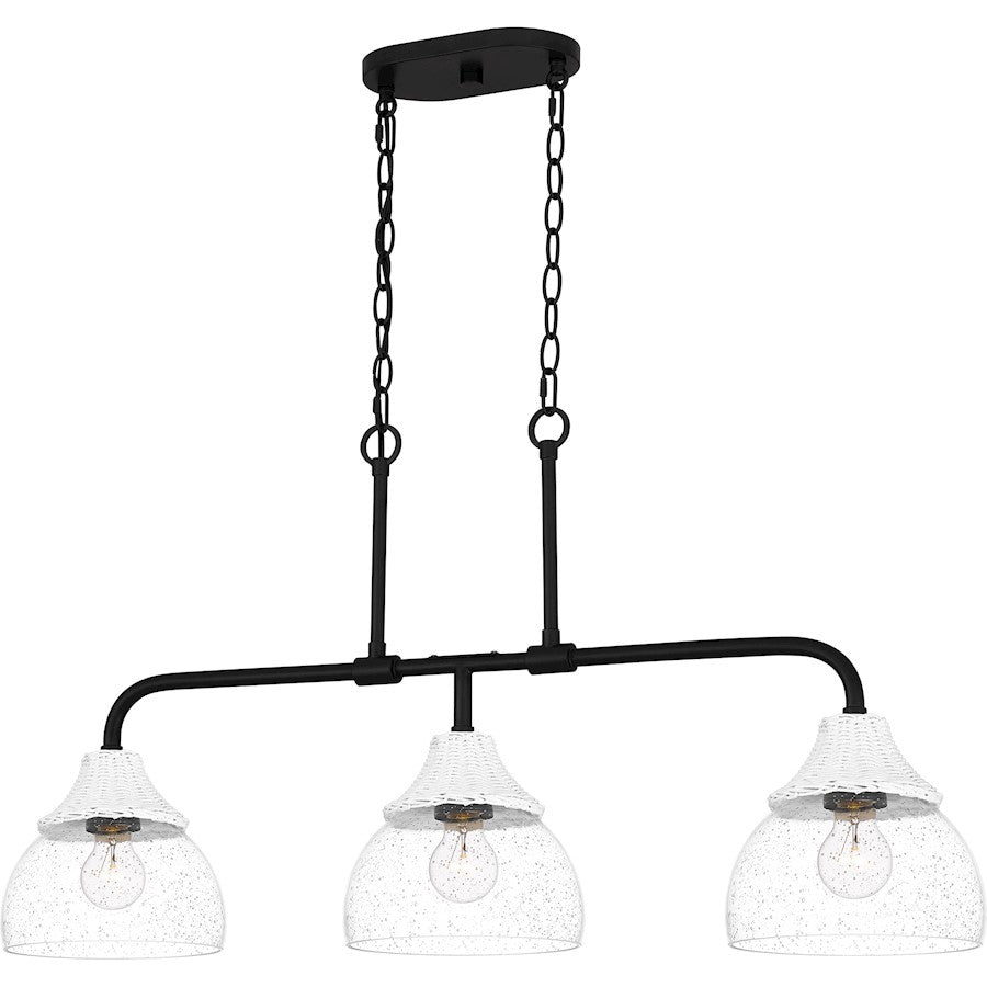 Quoizel Otten 3 Light Island Light, Matte Black/Clear Seedy