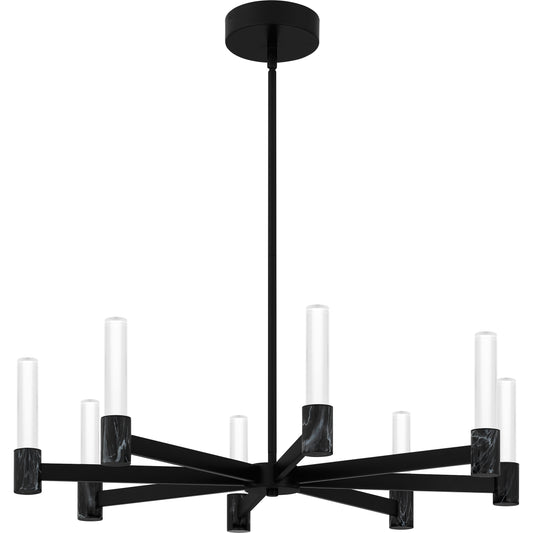 Quoizel Adler 8 Light Chandelier, Matte Black/Clear Acrylic - PCADR5030MBK