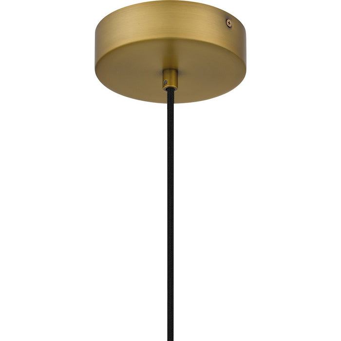 Quoizel Aero 1 Light Mini Pendant, Aged Brass/Clear/Opal