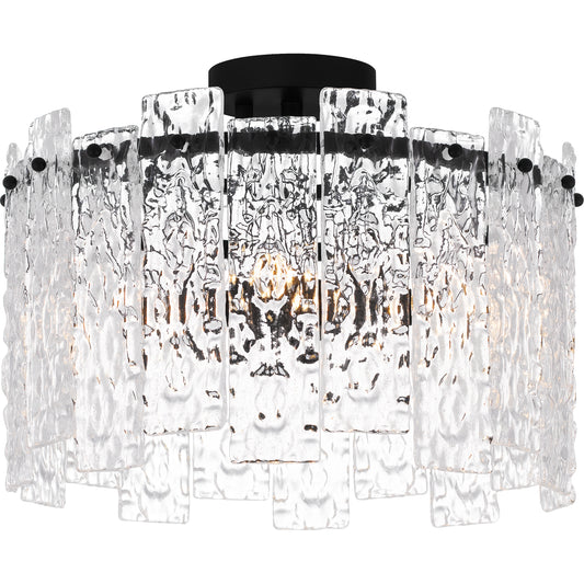 Quoizel Caspian 4 Light Semi-Flush Mount, Black/Clear Textured - PCCAS1716MBK