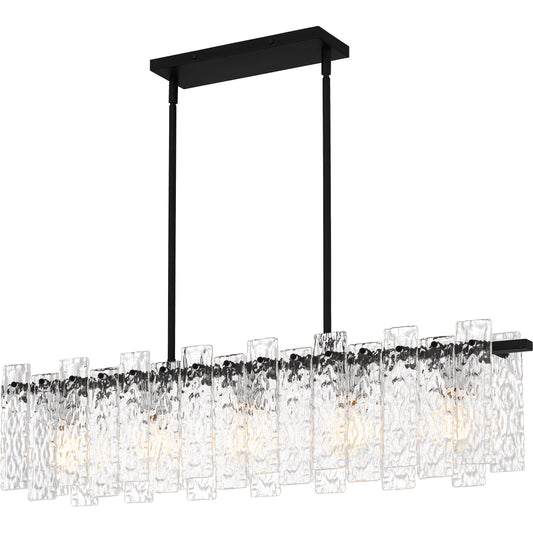 Quoizel Caspian 5 Light Island Light, Matte Black/Clear Textured - PCCAS539MBK