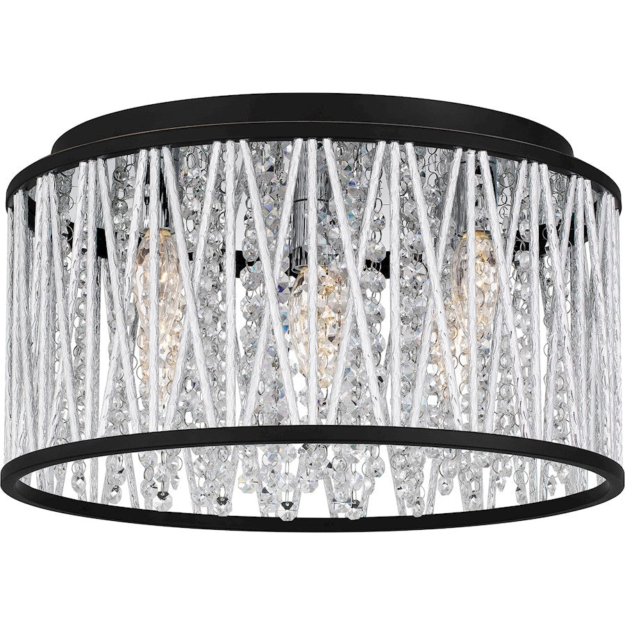 Quoizel Celeste 5 Light Flush Mount, Matte Black/Clear Crystal