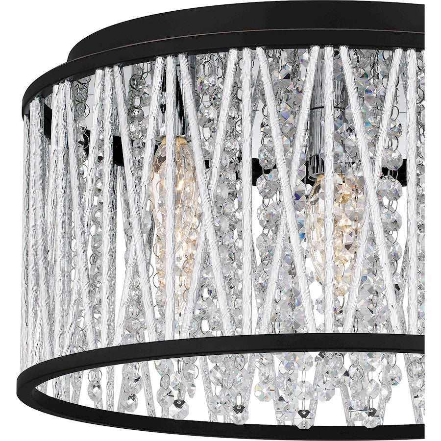 Quoizel Celeste 5 Light Flush Mount, Matte Black/Clear Crystal