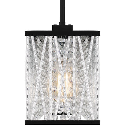 Quoizel Celeste 5 Light Island Light, Matte Black/Clear Crystal