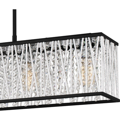 Quoizel Celeste 5 Light Island Light, Matte Black/Clear Crystal