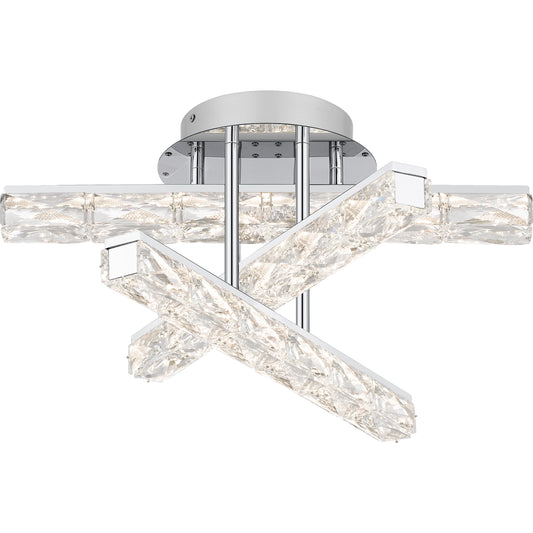 Quoizel Comet Semi-Flush Mount, Polished Chrome/Clear Crystal Glass - PCCME1718C