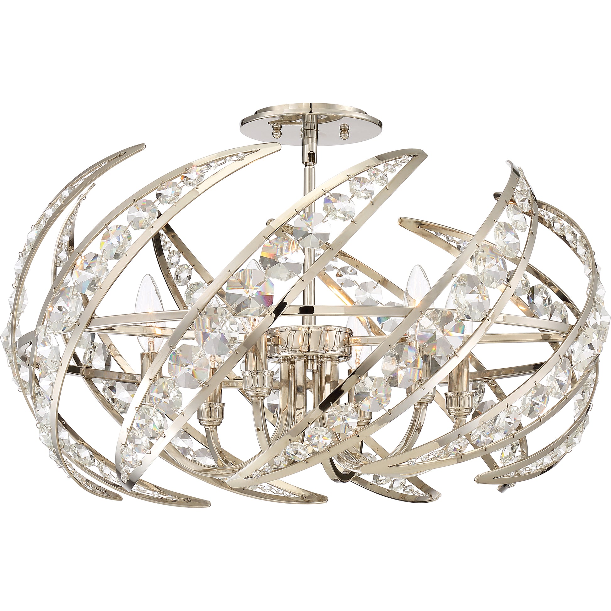 Quoizel Crescent 4 Light Semi-Flush Mount, Polished Nickel - PCCN1718PK