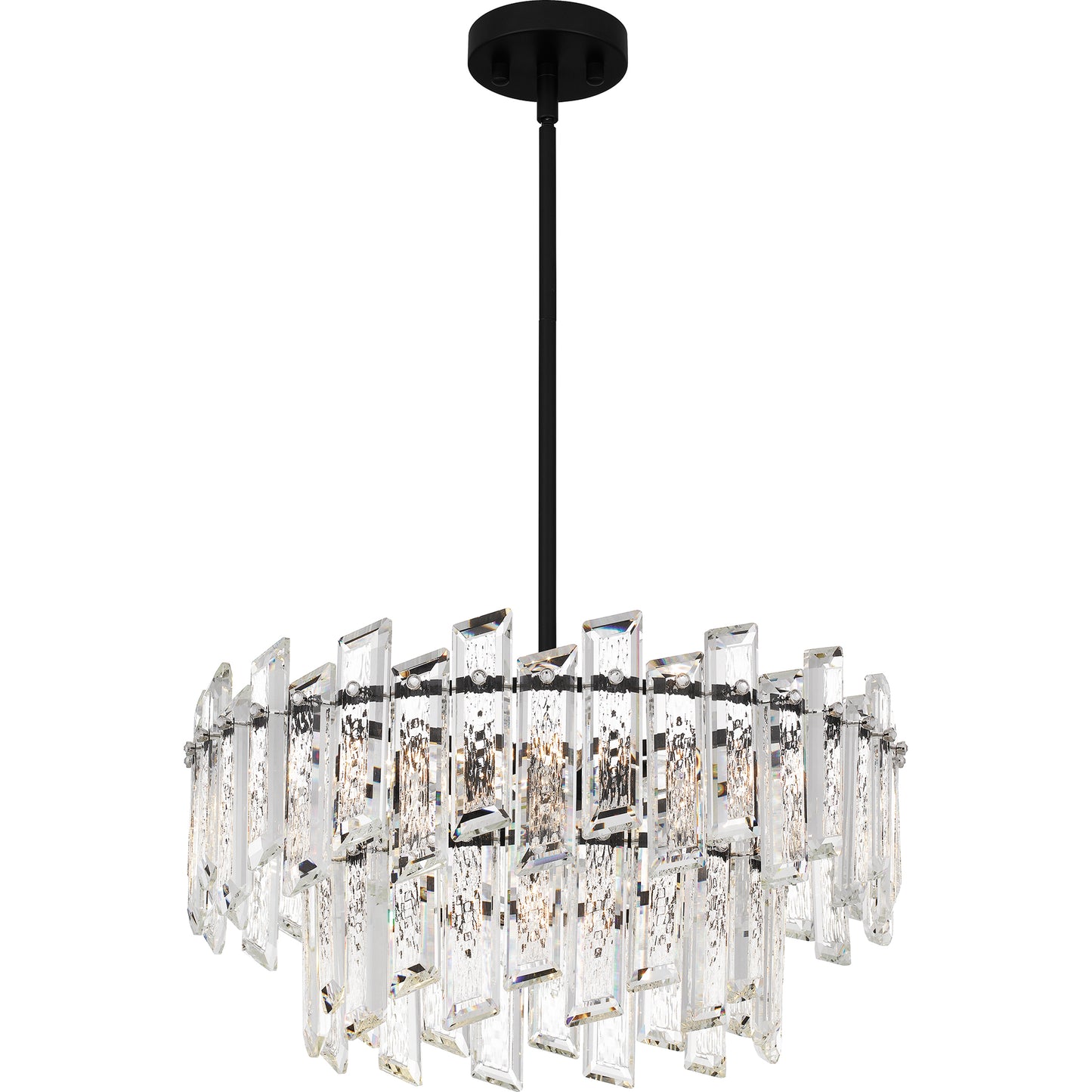 Quoizel Dion 6 Light Pendant, Matte Black/Clear Crystal Glass - PCDIN2819MBK