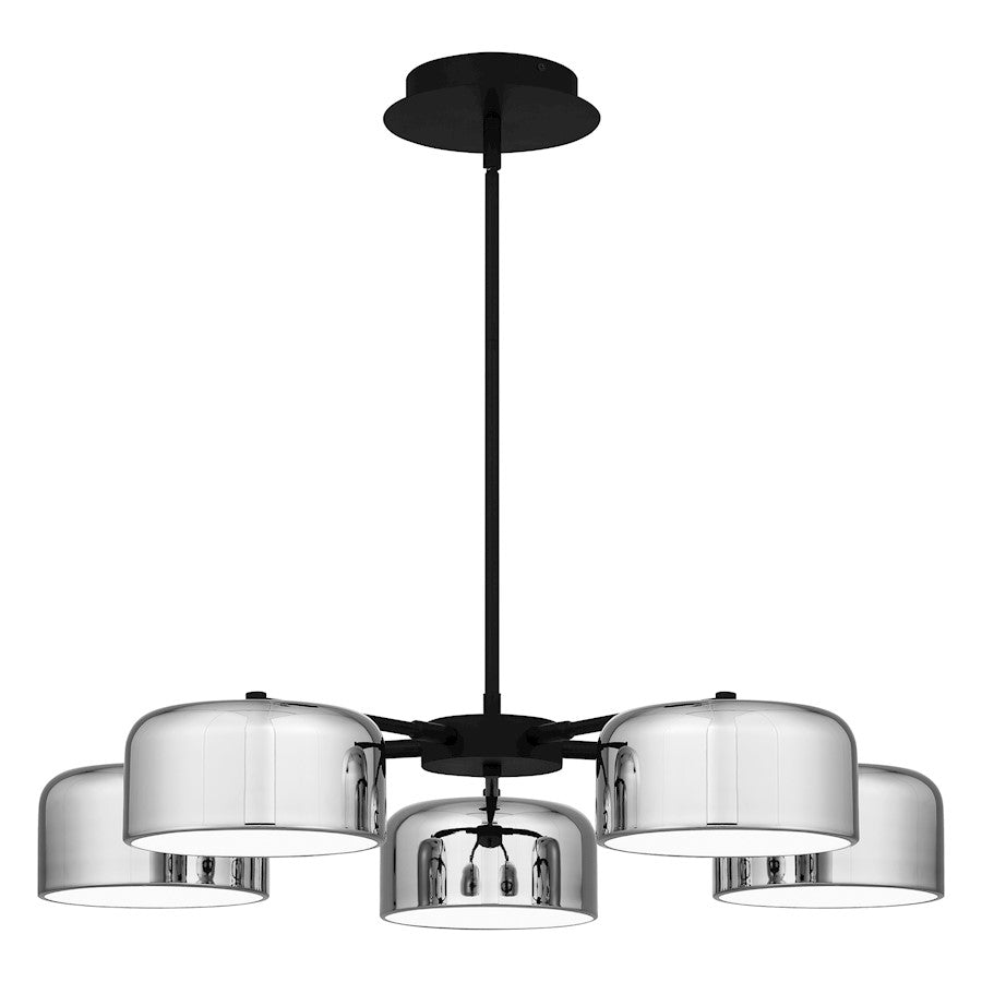 Quoizel Gabriel Chandelier, Matte Black/Metal Shade