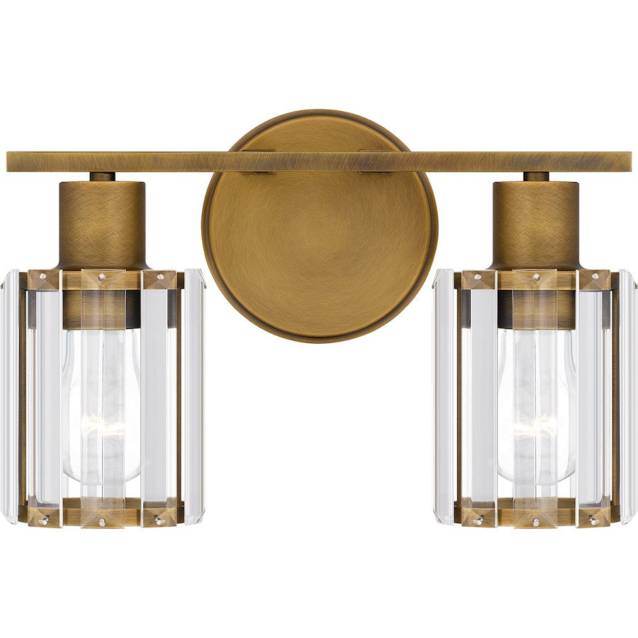 2 Light Bathroom Vanity Light, Clear Beveled Crystal