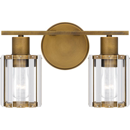 Quoizel Isla 2 Light Bath Light, Brass/Clear Beveled Crystal - PCILA8612WS