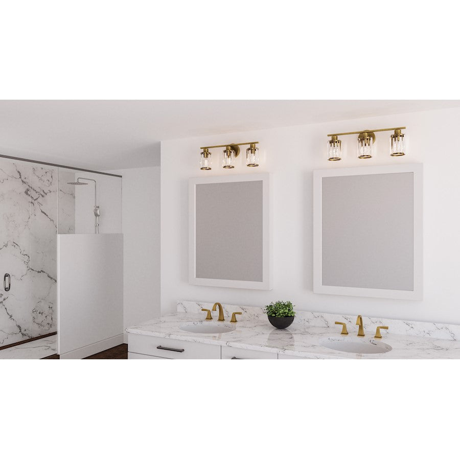 3 Light Bathroom Vanity Light, Clear Beveled Crystal