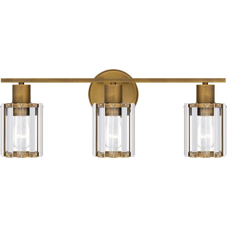 Quoizel Isla 3 Light Bath Light, Brass/Clear Beveled Crystal - PCILA8621WS