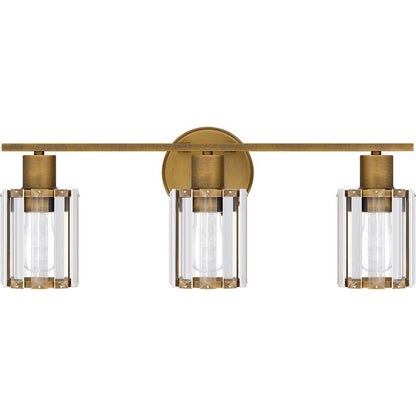 3 Light Bathroom Vanity Light, Clear Beveled Crystal