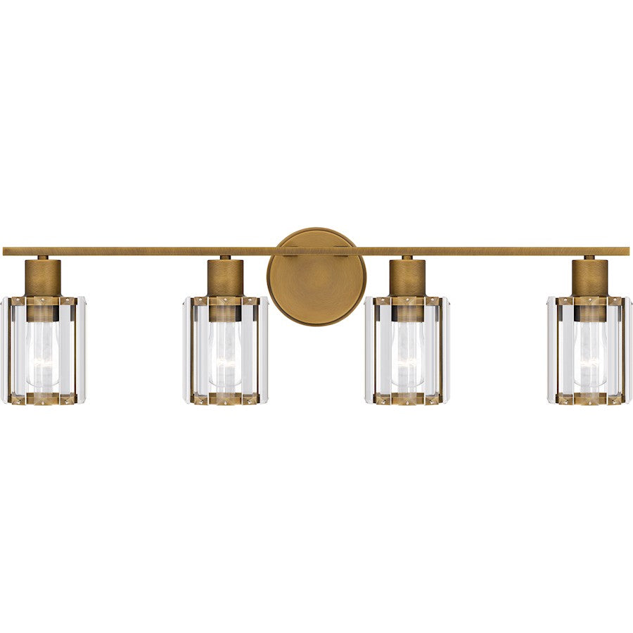 4 Light Bathroom Vanity Light, Clear Beveled Crystal